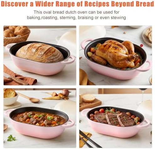 5 QT Enameled Cast Iron Sourdough Bread Oven, Loaf Pan with Lid - Image 6