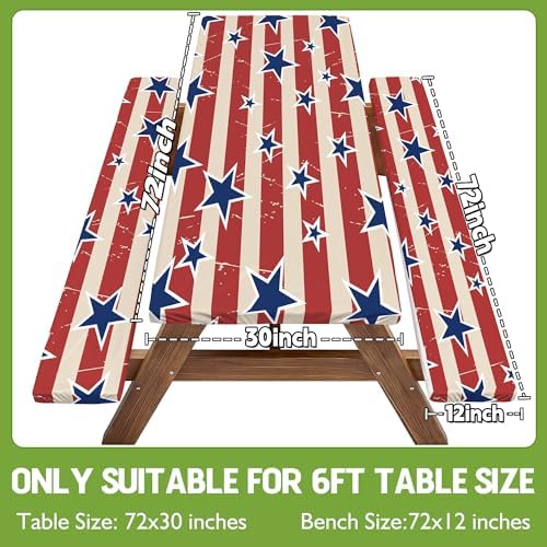 Picnic Table Cover with Bench Covers Waterproof Vinyl Elastic Rectangle Fitted Table Cloth Camping Lovers Essentials Rv Car Travel Overlanding Outdoor Roadtrip Road Trip Women Men Camper Gifts 6 Foot - Image 2