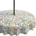 LVTXIII Round Outdoor Tablecloth with Umbrella Hole and Zipper, Water-Repellent 60 Inch Patio Table Cover for Bistro, Garden, Patio & Picnic, Paisley Botanical by LVTXIII