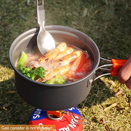 REDCAMP 6/10/11/12/14/15/19 PCS Camping Cookware Mess Kit Camping Gear Campfire Utensils Lightweight Stackable Pot Pan Bowls Soup Spoon with Storage Bag for Camping, Backpacking, Outdoor Cooking - Image 5