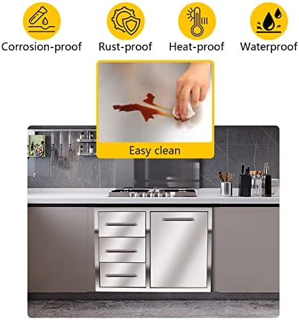Outdoor Kitchen Drawer Combo, BBQ Access Trash Drawer Combo with Triple Stainless Steel Drawers(Left), Outdoor Kitchen for BBQ Island, Grilling Station, Outside Cabinet (28" W x 19.6“D x 20.1" H) - Image 4