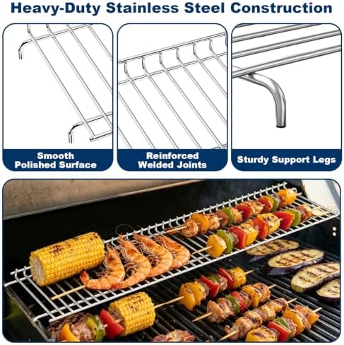 LS'BABQ Grill Warming Rack for Nexgrill Home Depot 720-0896X & 720-0898, Stainless Steel Upper Warming Rack Replacement Parts for Nexgrill Deluxe 6-Burner Gas Grills, 32" x 7" - Image 4