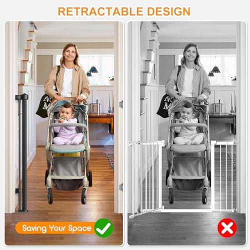 EZIGO 55 Inch Retractable Baby Gates, 41 Inch Extra Tall Retractable Gate - Image 6