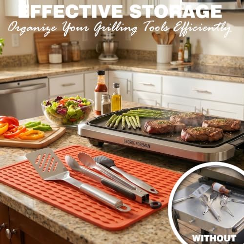 CAKETIME 2 Pack Silicone Grill Tool Mats for Weber Traeger Stove Cooking Dish Drying Barbecue Outside Festival Accessories Retirement Grandpa Men Guy Practical Housewarming Funny Gifts(Gray) - Image 4