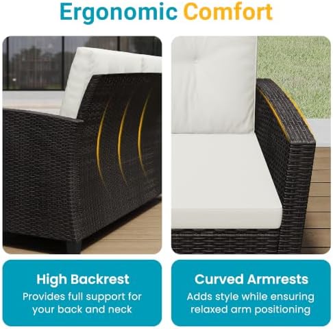 FansaFurn 4 Piece All Weather Wicker Patio Furniture Set for Porch Patio - Image 5