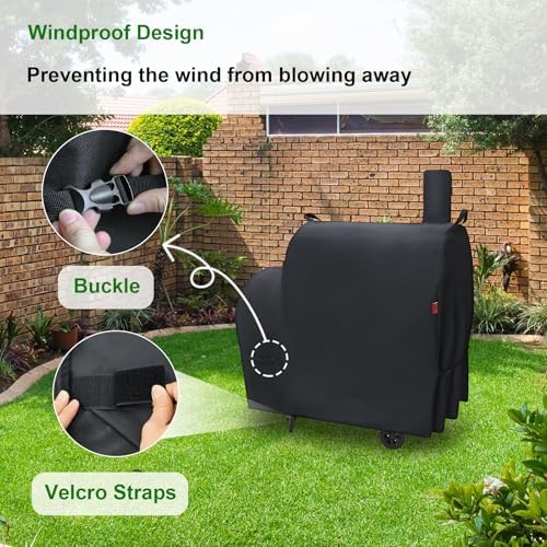 Outdoor Grill Cover for Royal Gourmet CC1830F/CC1830FC/CC1830FB 28-Inch Barrel Charcoal Grill, Waterproof 600D Heavy Duty BBQ Grill Cover, Cover Geny Grill Covers Fit Royal Gourmet CC Series Grills. - Image 5