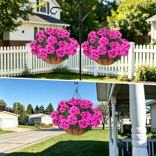 2 Set Artificial Hanging Flowers with Basket for Outdoor Decor - Image 3