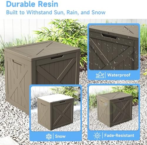 40 Gallon Outdoor Storage Box Waterproof, UV Resistant Resin Deck Box for Patio Furniture, Outside Storage Box for Garden Tools, Patio Cushions, Grey - Image 5
