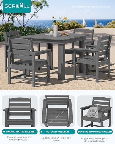 SERWALL HDPE Outdoor Square Dining Set for 4 - Image 4