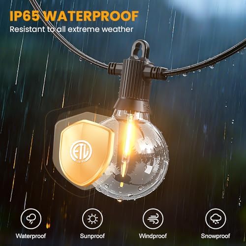 G40 LED Outdoor String Lights, 150FT Waterproof IP65 Hanging Patio Lights - Image 3