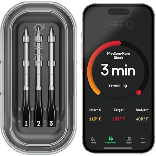 CHEF iQ Sense Smart Wireless Meat Thermometer with 3 Ultra-Thin Probes, Unlimited Range Bluetooth Meat Thermometer, Digital Food Thermometer for Remote Monitoring of BBQ Grill, Oven by Unknown