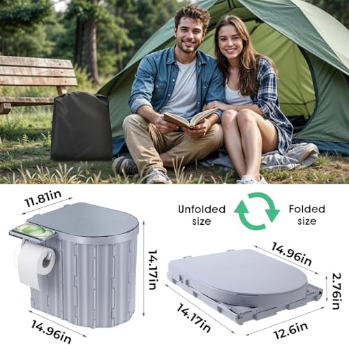 Sckee Camping Toilet, Portable Toilet for Adults, Portable Travel Folding Toilet with Lid and Paper Holder, Compact Potty for Car, Camp Toilet Portable Toilet for Camping, Hiking,Truck, RV, Beach - Image 4
