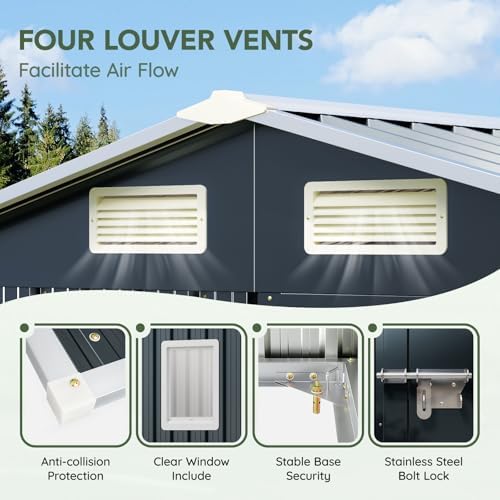 6 x 4 FT Metal Storage Shed for Backyard,Nightblue - Image 6