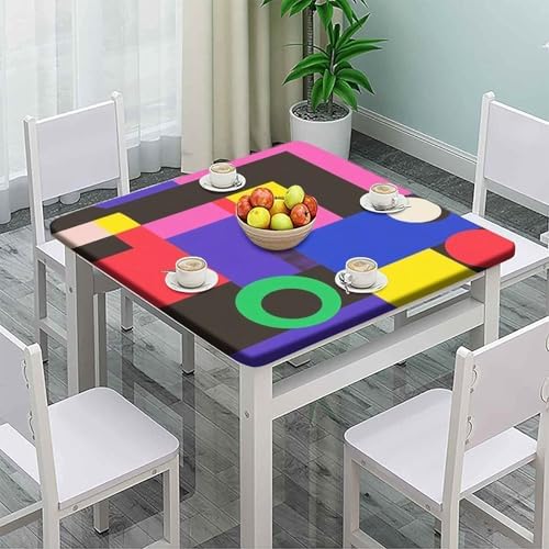 Square Card Tablecloth, Modern Geometric Pattern Printed on Washable Patio Table Covers for Outdoor Furniture, Use for Kitchen Balcony Cafe Dining, Fit for 54" x 54" Square Tables - Image 2