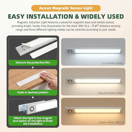 Aoxun 10 x 12FT Outdoor Storage Shed with 2 Pack Motion Sensor Light, Brown - Image 5