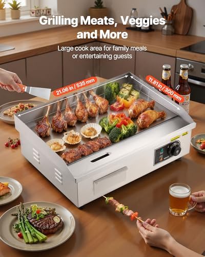 VEVOR Commercial Electric Griddle, 21", Countertop Flat Top Griddle - Image 2