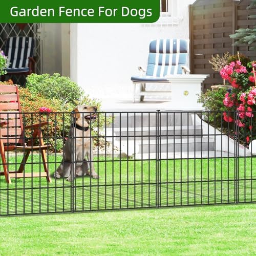 Metal Garden Fence 28 in x 23.3 ft, Outdoor Dog Fence with Stakes for Yard - Image 2
