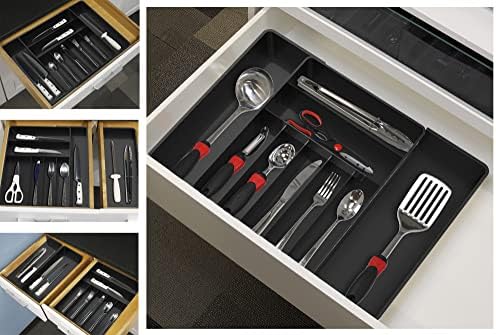 Simple Houseware Expandable Kitchen Drawer Flatware Organizer, Black - Image 6