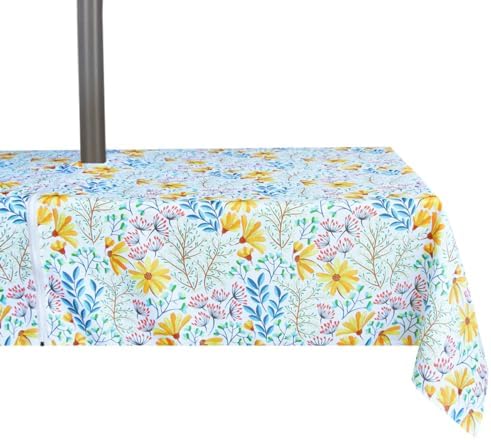 EHouseHome Outdoor and Indoor 60x84 inch Tablecloth with Umbrella Hole and Zipper, Waterproof Zippered Patio Cloths, Spring/Summer Table Covers for Backyard Circular Table/BBQs/Picnic by EHouseHome