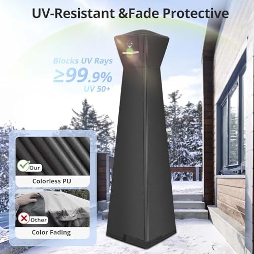 QH.HOME Pyramid Patio Heater Cover Waterproof 90"x 23"x23",Camel - Image 5