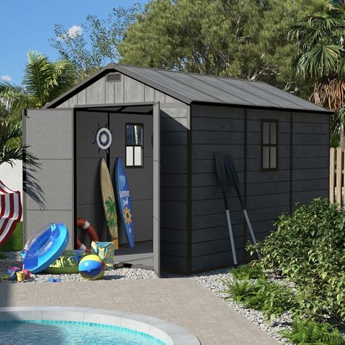 UDPATIO Outdoor Resin Storage Shed 7.5x10 FT with Floor, Dark Grey - Image 5