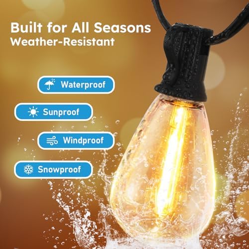 GvvooHome S11 LED Outdoor String Lights 50FT, Shatterproof & Waterproof Patio Lights with 16 Plastic Bulbs for Porch, Deck, Garden, Backyard, Balcony, 2700K Dimmable - Image 4