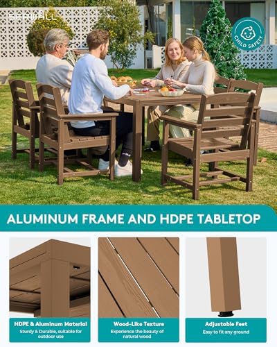 SERWALL 60" - 83" Outdoor Expandable Dining Table, Brown - Image 2