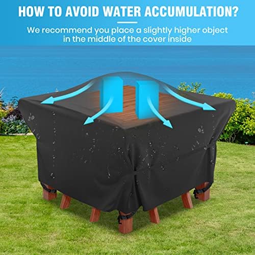 Velway Patio Furniture Cover Outdoor, Waterproof Square Patio Table Chair Sofa Set Cover, 50”Lx50”Wx29”H, All Weather Oxford Tear-Resistant Material with Zipper Carrying Bag Windproof Buckles - Image 5