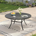 Outdoor Dining Table for 6, 50" Round Outdoor Table with Adjustable Umbrella Hole, All-Weather Metal Patio Dining Table for Lawn Garden Backyard Deck, Black by ProvideOutdoorSolutions
