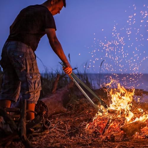 XUDAKAIXIN Fire Pit Tongs 32-inch Super Long for Loading Wood,BBQ with Extended Luxurious Acacia Handle for Fire Pits, Fire Rings,Campfires, and Fireplaces, Outdoor or Indoor ﻿ - Image 4