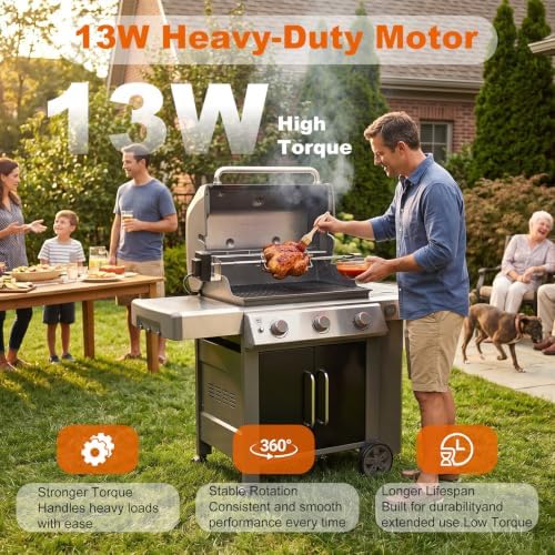 7652 Rotisserie Kit for Weber Genesis II 200/300, 13W Motor, Stainless - Image 5