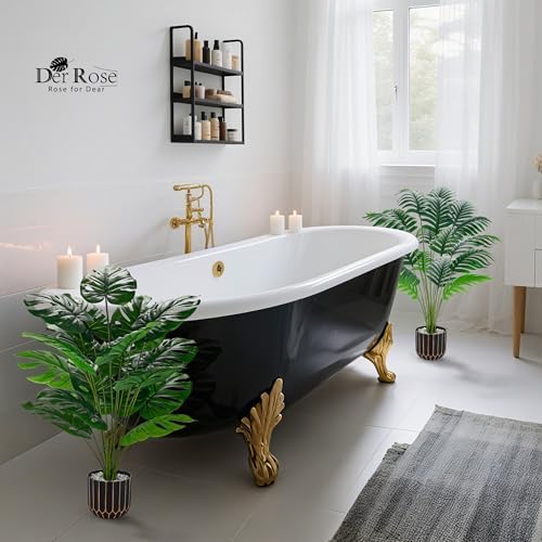 Der Rose 2 Pack 28" Fake Plants, Faux Palm and Monstera for Office Decor - Image 5