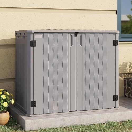 UDPATIO 34 Cu.Ft Outdoor Storage Shed, HDPE Resin Horizontal Cabinet,Grey - Image 5