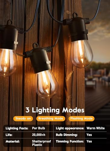 Minetom 34FT Solar String Lights Outdoor with Remote, Patio Lights - Image 4