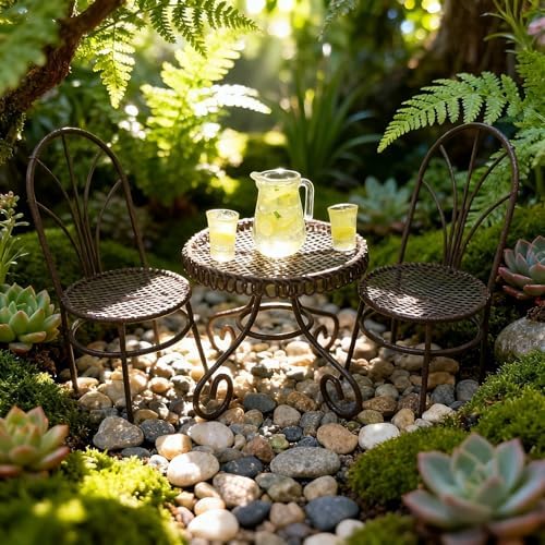 6 PCS Dollhouse 1/12 Miniatures Bistro Table Chair Set with Accessories - Image 2