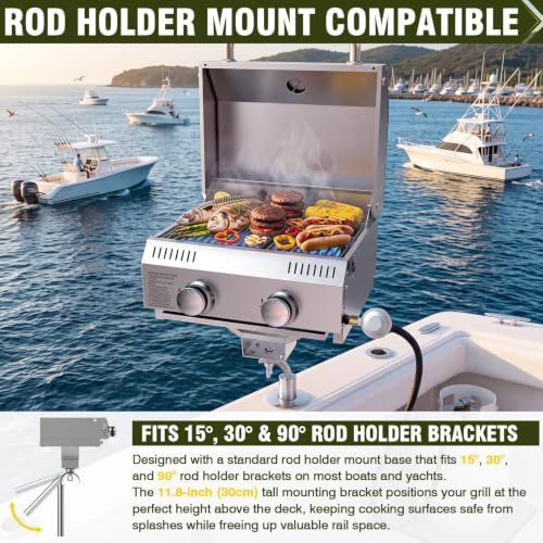 Bestfire Marine 2-in-1 Boat Grill with Rod Mount & Removable Legs - Image 4