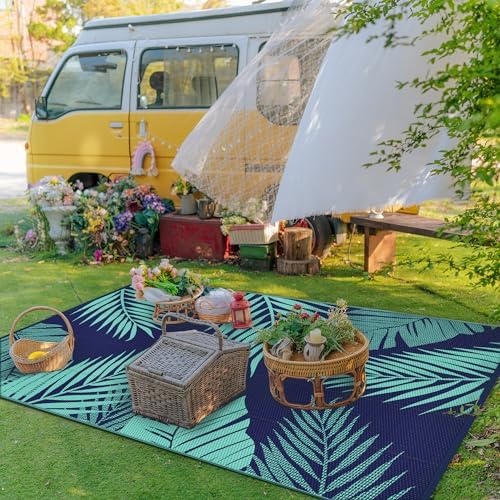GENIMO Outdoor Rug, Waterproof Plastic Rugs for Patio, 6'x9' Blue Green - Image 3