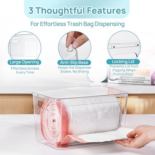 Vtopmart 2 Pack Clear Trash Bag Holder, Stackable Garbage Bag Dispenser - Image 3