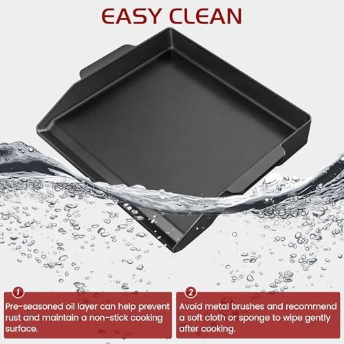 Cast Iron Griddle Gas Grill Pan Insert for Weber Charbroil Nexgrill Replacement Parts Universal Stove Top Flat Charcoal Cooking Plate Outdoor Camp Tailgating Teppanyaki Accessory 17" x 13" - Image 5