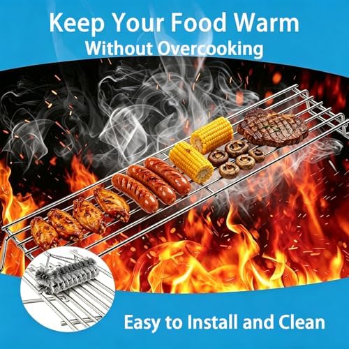 Stainless Steel Grill Warming Rack for Weber Spirit 300 and Spirit II 300 Series - E310 E320 E330 S310 S320 S330 Gas Grills with Front Control Knobs, Upper Warming Rack Replacement Part for Weber 7641 - Image 5