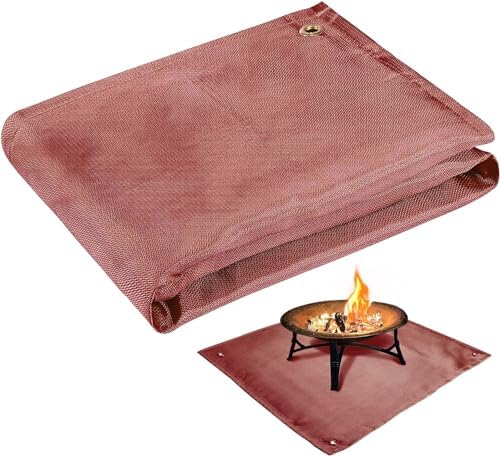 Fire Pit Mat, 37.8"x 39.4" Fireproof Blanket for Under Fire Pit, Brown by PAMASE