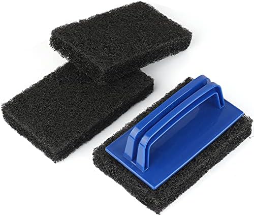 Blackstone Grill Cleaning Kit, Heavy Duty Griddle Scrubber Scouring Pad & Handle, Griddle Cleaning Brush for Charcoal, Gas Grills, Cast Iron Cookware, Oven, Grate, Stovetop by LIOUXUE