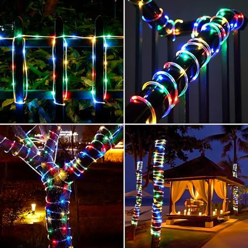 Solar Rope Lights, 2 Pack Total 66ft 200LED Solar String Lights, 8 Modes - Image 7