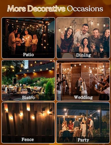 YOYONACY 50 FT Outdoor String Lights - LED Waterproof Patio Lights with Dimmer Remote - Edison Bulbs for Porch, Backyard & Cafe/Bistro - Image 7
