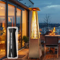 Flame Pyramid Pool Heater, Stainless Steel Triple Safety Protection Patio Heater with Patio Cover, Warm Glass Tube Portable Heater with Durable Wheels-Stainless Steel Color by PATIOPIA