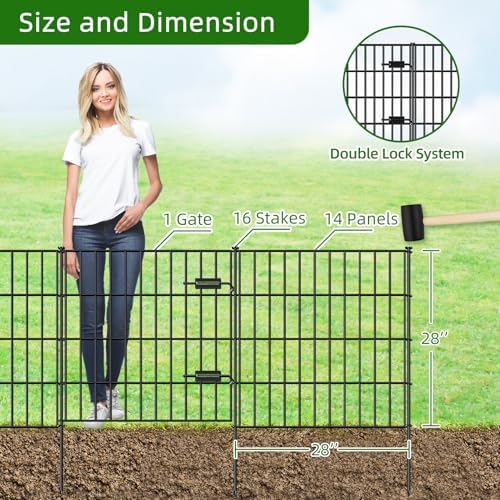 Metal Garden Fence with Gate 28 in x 35 ft, Dog Fence Outdoor for Yard - Image 3