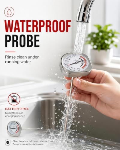 Leave in Probe Meat Thermometer Oven Safe Dual Pointer Dial BBQ Grill - Image 4