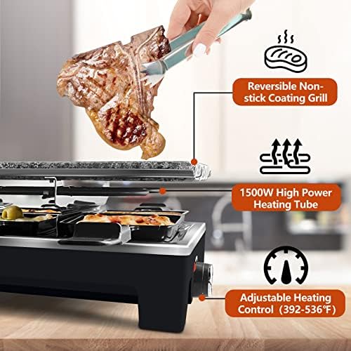 Raclette Table Grill, CUSIMAX Indoor Grill Electric Grill, Black - Image 4