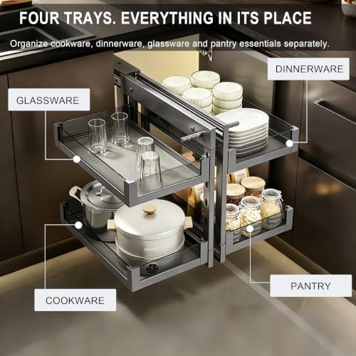 Blind Corner Cabinet Pull Out Organizer, 28" Cabinet, Soft Close - Image 5