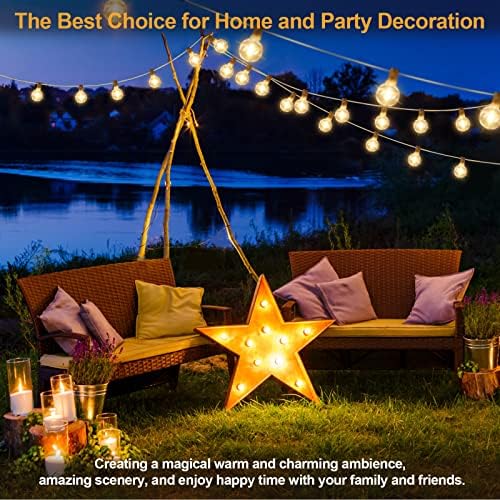 Mlambert 50Ft Outdoor String Lights, G40 Globe Patio Lights with 25+2 Waterproof Shatterproof LED Bulbs for Balcony Porch Bistro Deck-White Wire - Image 5